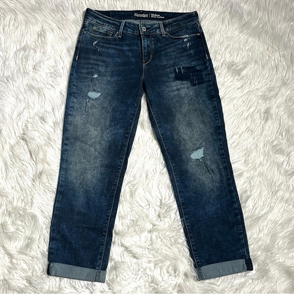 LEVI'S SIGNATURE Modern Slim Cuffed Mom Jeans Distressed Mid Rise Women's 8 (29) - Picture 1 of 11
